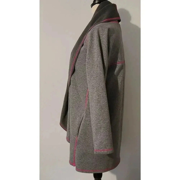 WOMEN'S DREW UMA COTTON BLEND FLEECE JACKET CARDIGAN GREY PINK ACCENTS SZ XS NEW - Picture 3 of 6